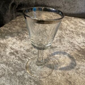 Vintage Tiny Silver Rimmed Glass Cocktail Glass, France